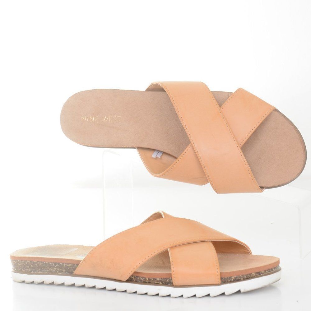 Nine‎ West Criss Cross Flat Women's Sandals Vegan Leather